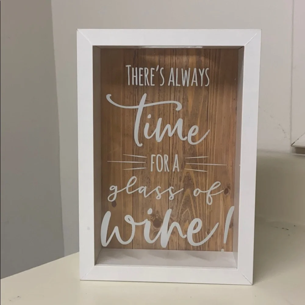 White Framed Wood Wall Sign - 